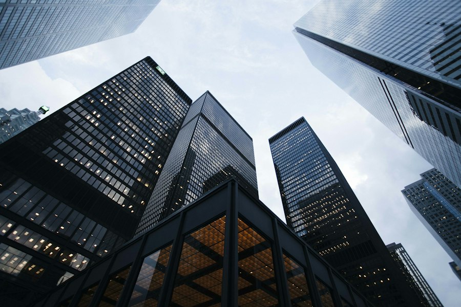 Futuristic architectural glass building representing future vision