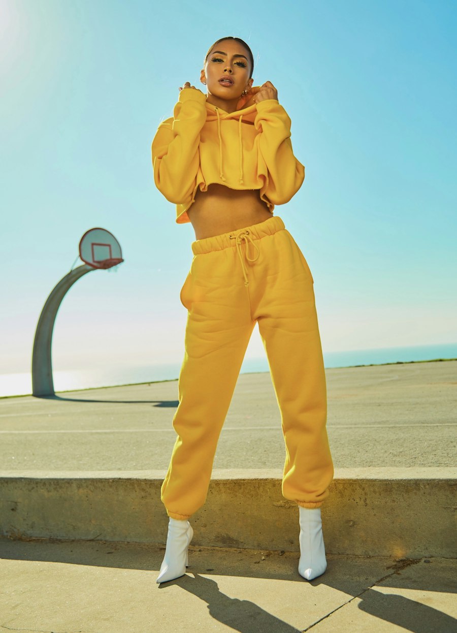 Model wearing perfectly proportioned oversized jacket and trousers