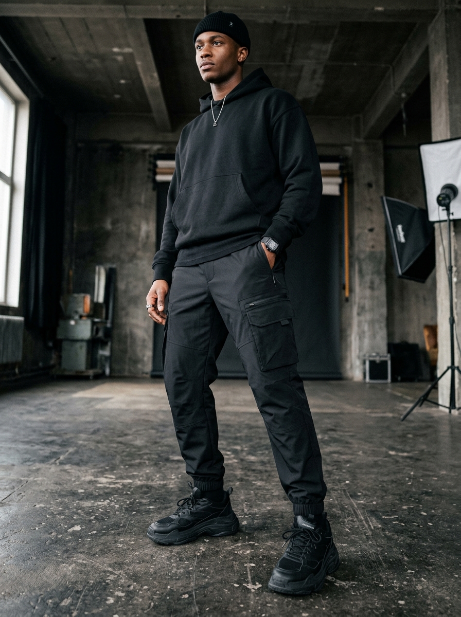 HOXPOR Urban Essentials Collection: Tactical cargo trousers and sneakers